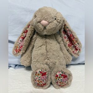 Jellycat Bashful Posy Blossom Bunny Beige Floral Ears Feet Medium 12" RETIRED